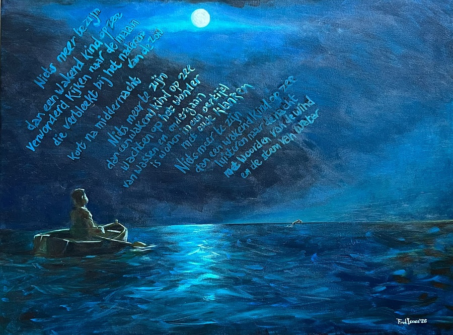 Naar het gedicht 'Niets' van Inez Meter - Acryl op doek door Fred Isaacs Schilderij Fred Isaacs - naar het gedicht Niets van inez Meter